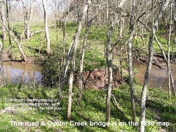 This crossing of Oyster Creek at Juliff is on the 1890 map.